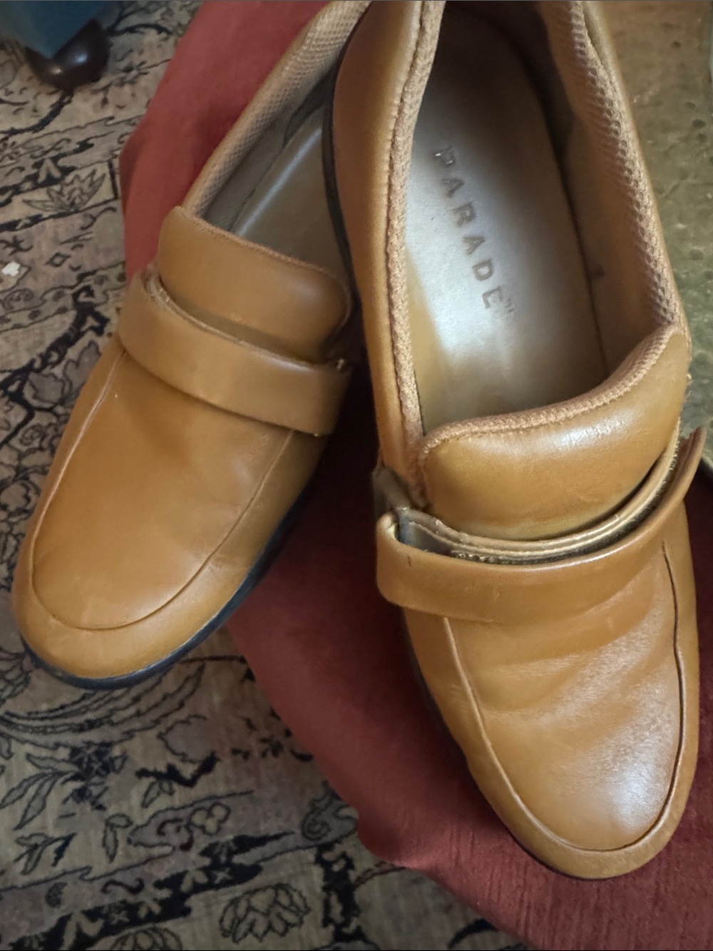 Parade Women's Tan Leather Slip-On Loafers with Penny Strap